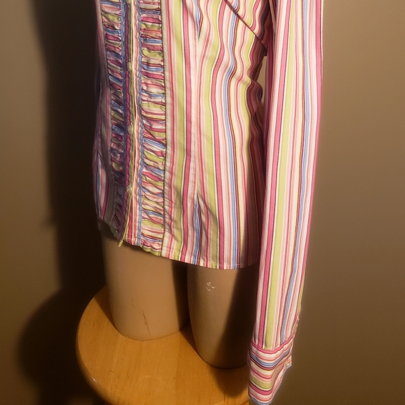 Liz Claiborne Striped Button Down Blouse Size L - Picture 3 of 5